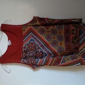 Via Via USA burnt red flowers tan top size  L